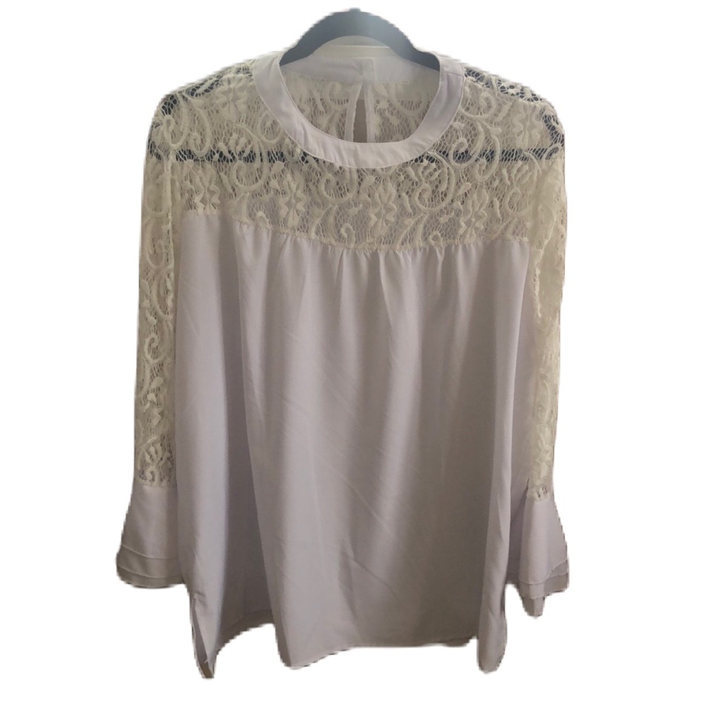 Boutique White Lace Blouse Size XXL